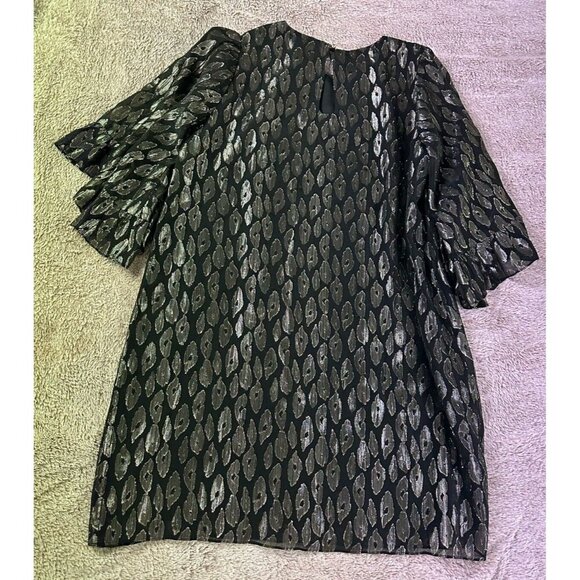 Lilly Pulitzer Francis Silk Dress In Onyx Leopard Metallic Black Size L New $248 - Picture 10 of 14